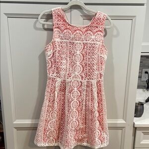 Altar’d State Lace Crochet Dress White Pink Lining Size Medium